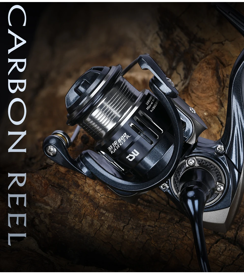 TSURINOYA Ultra-light 155g Bait Finesse Spinning Fishing Reel RANGER 800 1000S Carbon Shallow Spool Trout Ajing Fishing Wheel