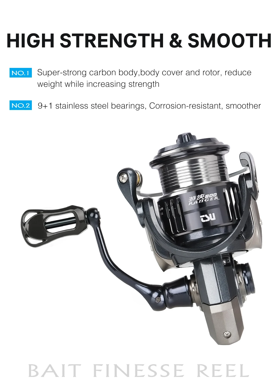 TSURINOYA Ultra-light 155g Bait Finesse Spinning Fishing Reel RANGER 800 1000S Carbon Shallow Spool Trout Ajing Fishing Wheel