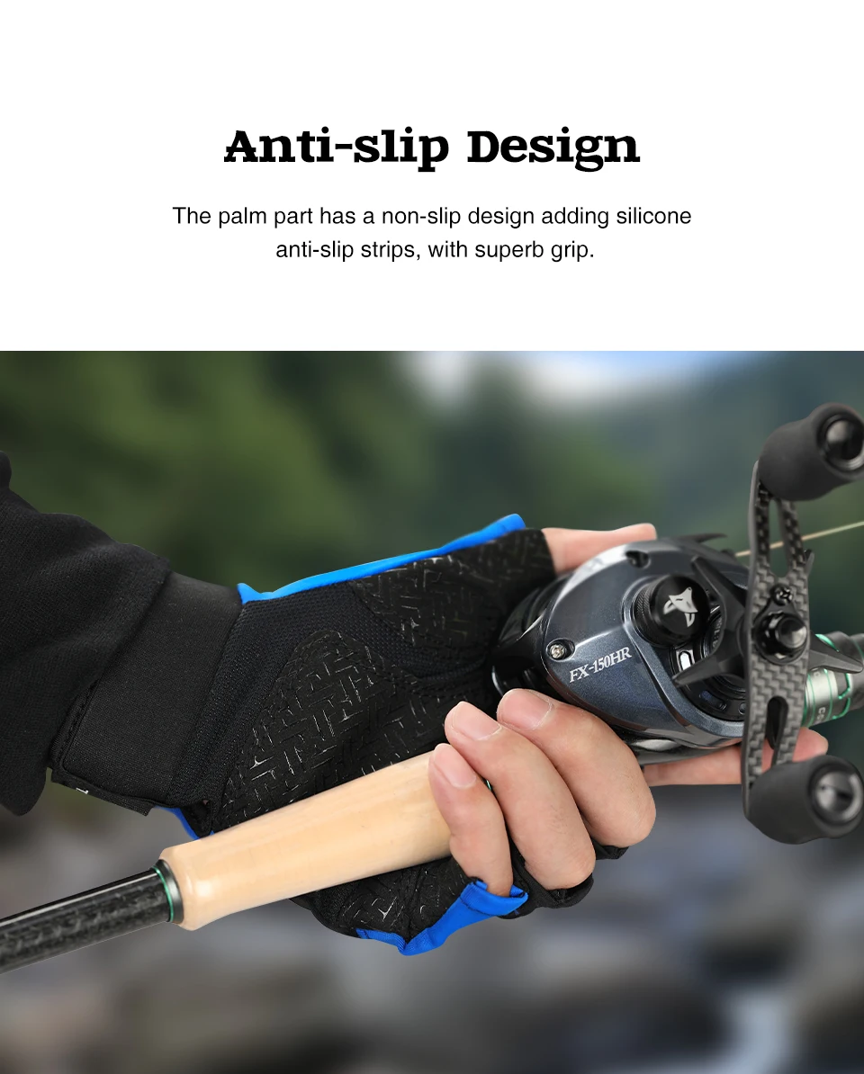 TSURINOYA Summer Half Finger Gloves Outdoor Sport Fishing Gloves Quick Dry Breathable Sun Protection Anti-slip Thin Gloves