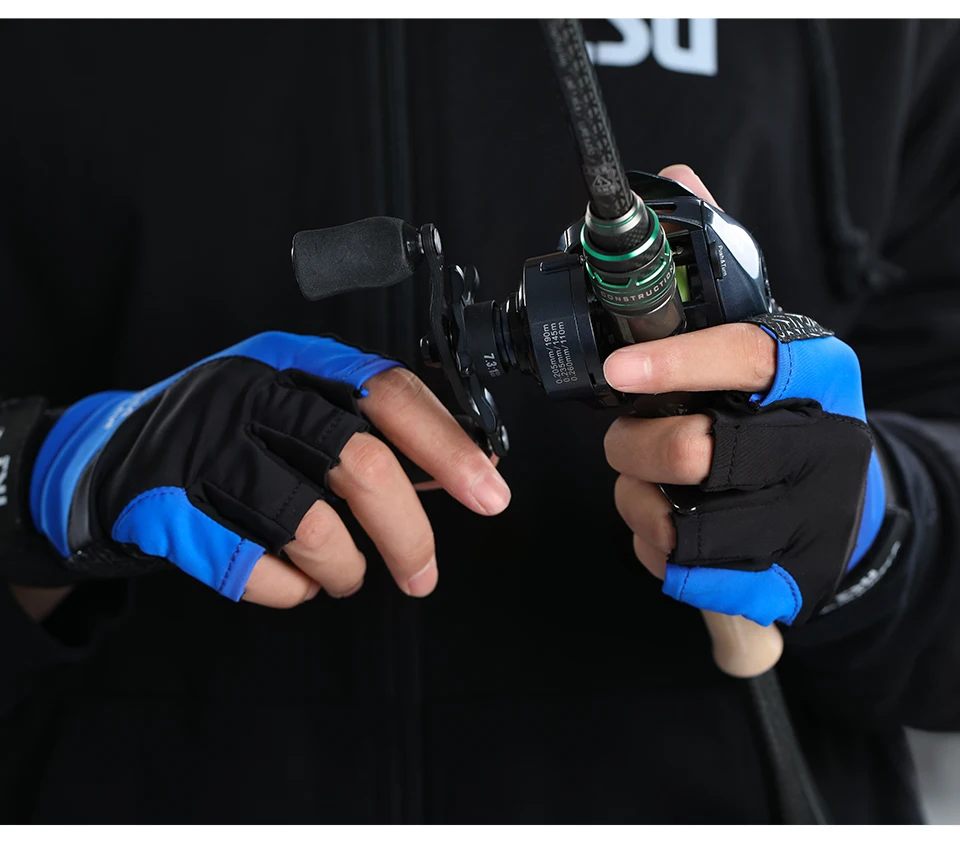 TSURINOYA Summer Half Finger Gloves Outdoor Sport Fishing Gloves Quick Dry Breathable Sun Protection Anti-slip Thin Gloves