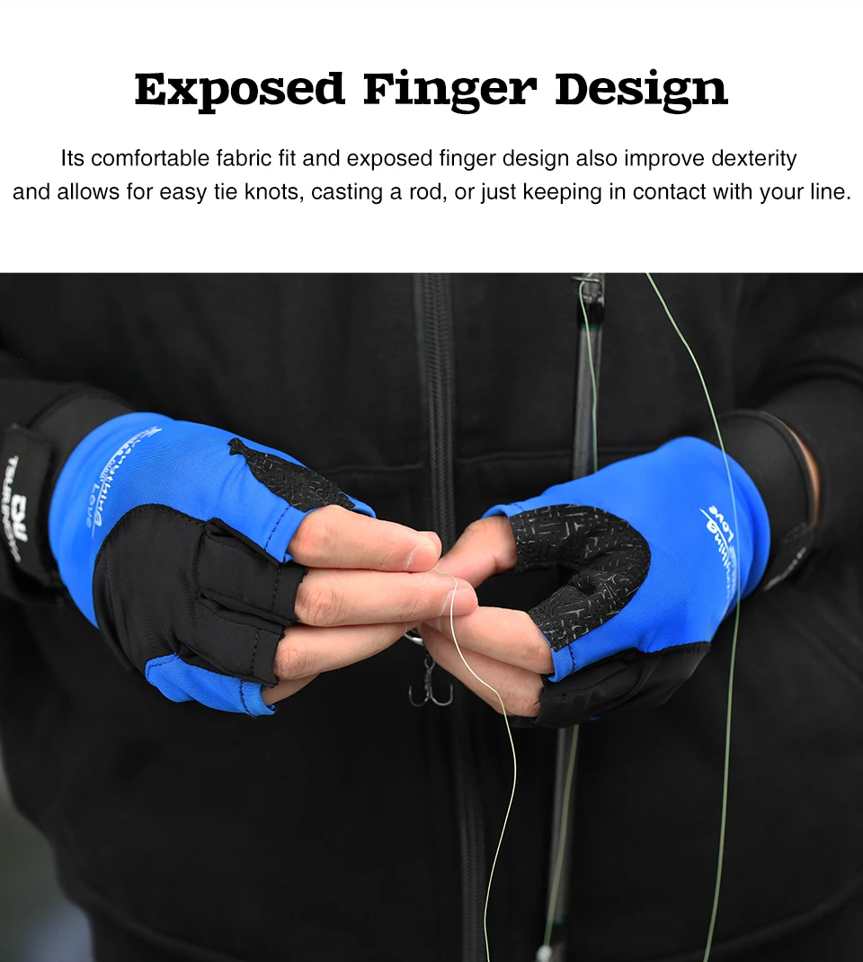 TSURINOYA Summer Half Finger Gloves Outdoor Sport Fishing Gloves Quick Dry Breathable Sun Protection Anti-slip Thin Gloves