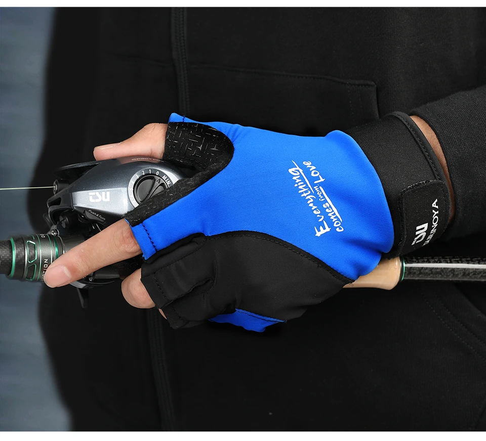 TSURINOYA Summer Half Finger Gloves Outdoor Sport Fishing Gloves Quick Dry Breathable Sun Protection Anti-slip Thin Gloves