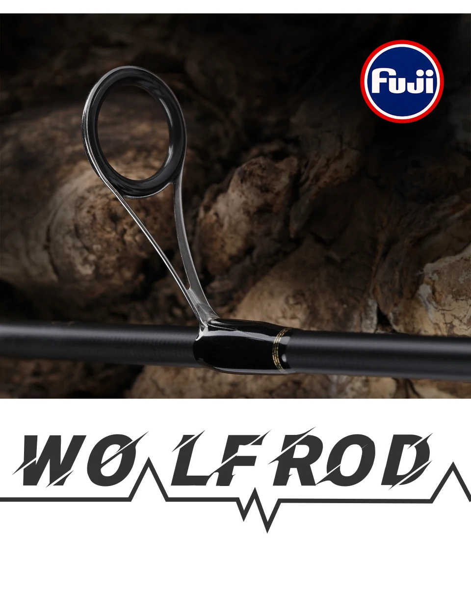 TSURINOYA BaitCasting Spinning Fishing Rod WOLF 1.98m 2.09m 2.2m 2.28m Medium Light FUJI Guide Long Casting Bass Carbon Lure Rod