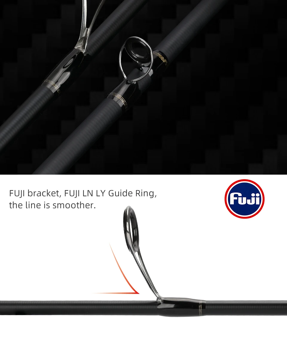 TSURINOYA BaitCasting Spinning Fishing Rod WOLF 1.98m 2.09m 2.2m 2.28m Medium Light FUJI Guide Long Casting Bass Carbon Lure Rod