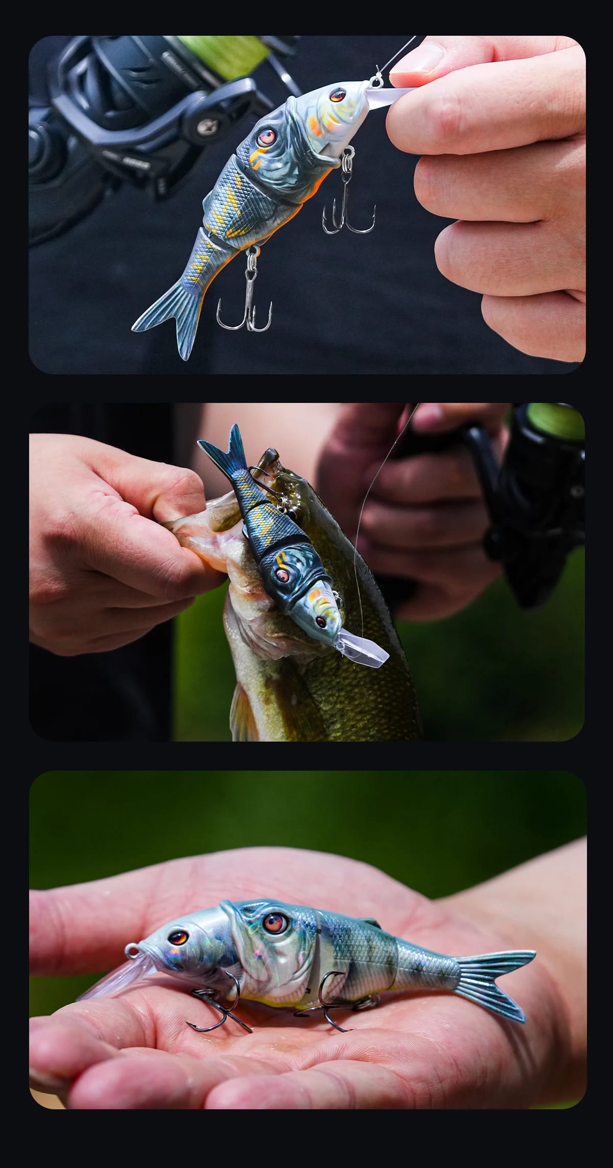 HANDING 3pcs/pack 15g/24g/37g M1 Lip Jointed Swimbait Lure Fishing Lure Tackle for Bass and Pike Wide Lip Fishing Lures Bait Kit