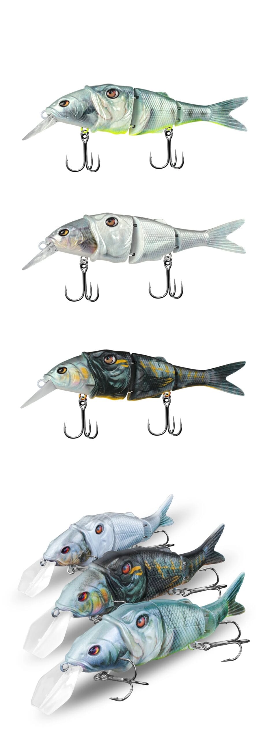 HANDING 3pcs/pack 15g/24g/37g M1 Lip Jointed Swimbait Lure Fishing Lure Tackle for Bass and Pike Wide Lip Fishing Lures Bait Kit