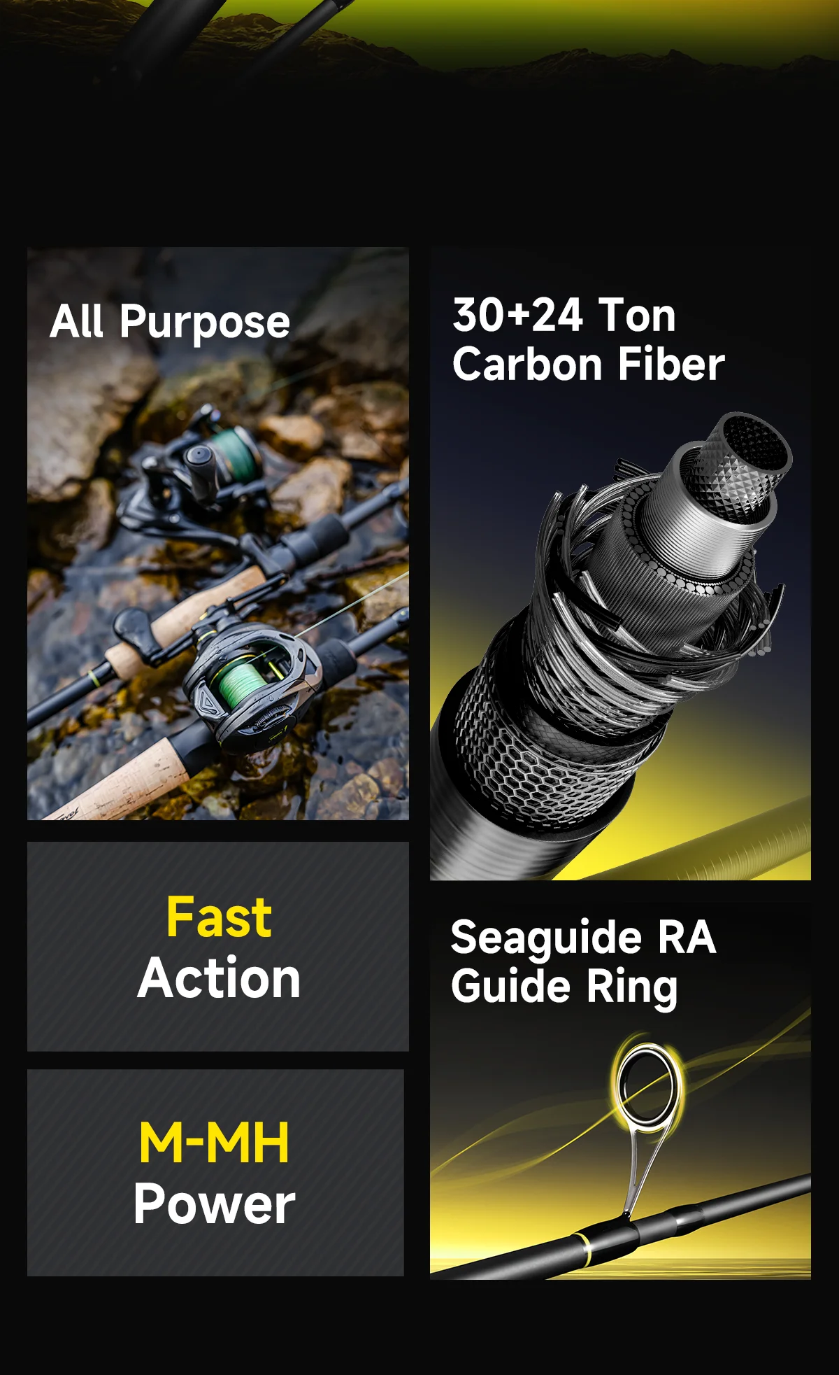 HANDING 30+24T Fishing Rod 40-43cm Travel Fishing Rod 5-6 Sections Seaguide Guide Ring Portable and Protective Rod for Trip HANDING 30+24T Fishing Rod 40-43cm Travel Fishing Rod 5-6 Sections Seaguide Guide Ring Portable and Protective Rod for Trip