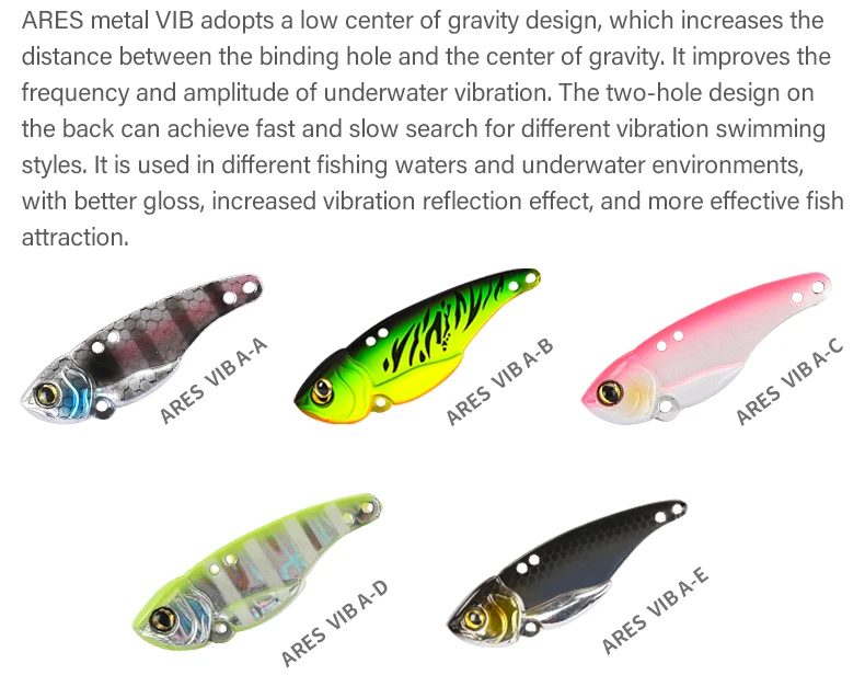 TSURINOYA Fishing Hard Lure Metal VIB ARES-A 5g 7g 10g 15g Treble Hook Double Hole Low Center Of Gravity Artificial Bait TSURINOYA Fishing Hard Lure Metal VIB ARES-A 5g 7g 10g 15g Treble Hook Double Hole Low Center Of Gravity Artificial Bait