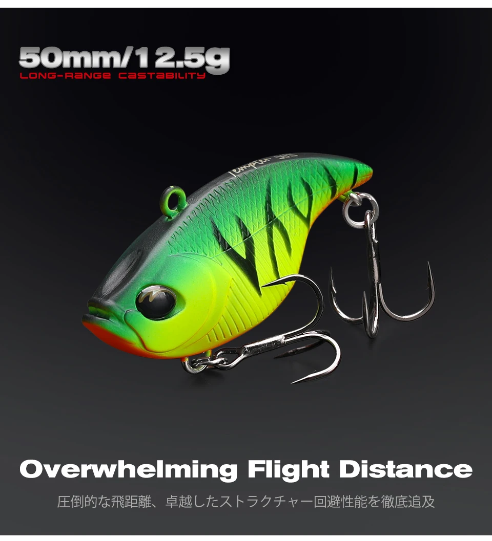 TSURINOYA 50S Vibration Fishing Lure Suit 5pcs 50mm 12.5g TEMPTER Winter Fishing VIB Hard Bait With Lure Box Lipless Tackle Kit