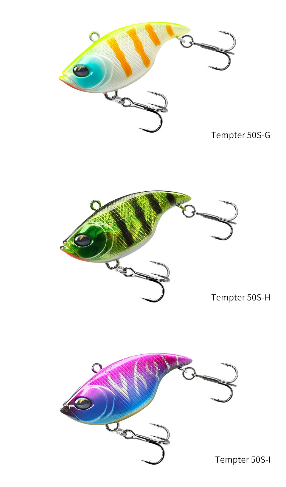 TSURINOYA 50S Vibration Fishing Lure Suit 5pcs 50mm 12.5g TEMPTER Winter Fishing VIB Hard Bait With Lure Box Lipless Tackle Kit