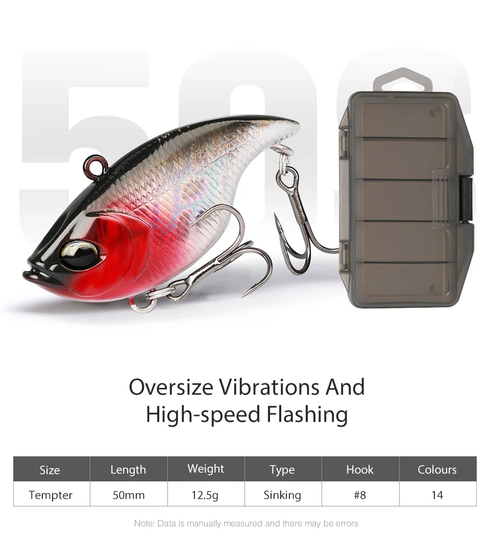 TSURINOYA 50S Vibration Fishing Lure Suit 5pcs 50mm 12.5g TEMPTER Winter Fishing VIB Hard Bait With Lure Box Lipless Tackle Kit