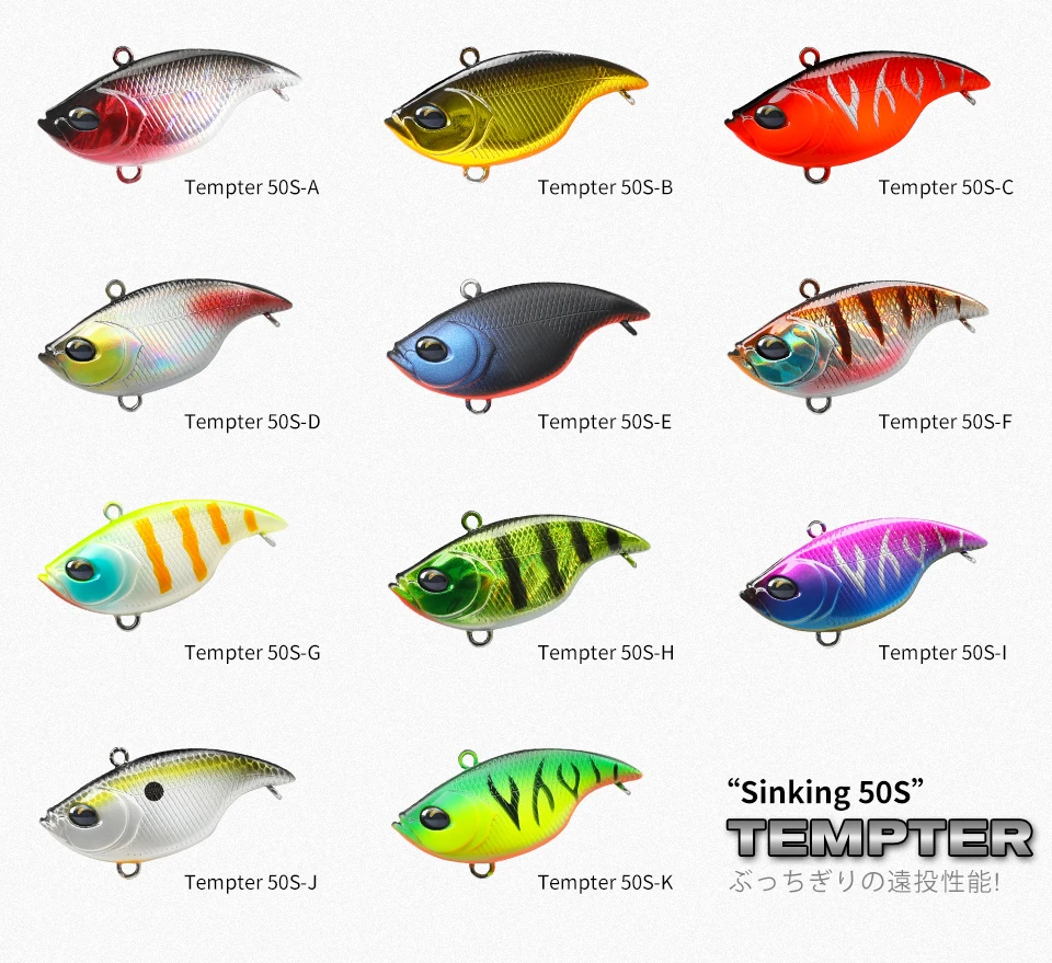 TSURINOYA 50S Vibration Fishing Lure Suit 5pcs 50mm 12.5g TEMPTER Winter Fishing VIB Hard Bait With Lure Box Lipless Tackle Kit
