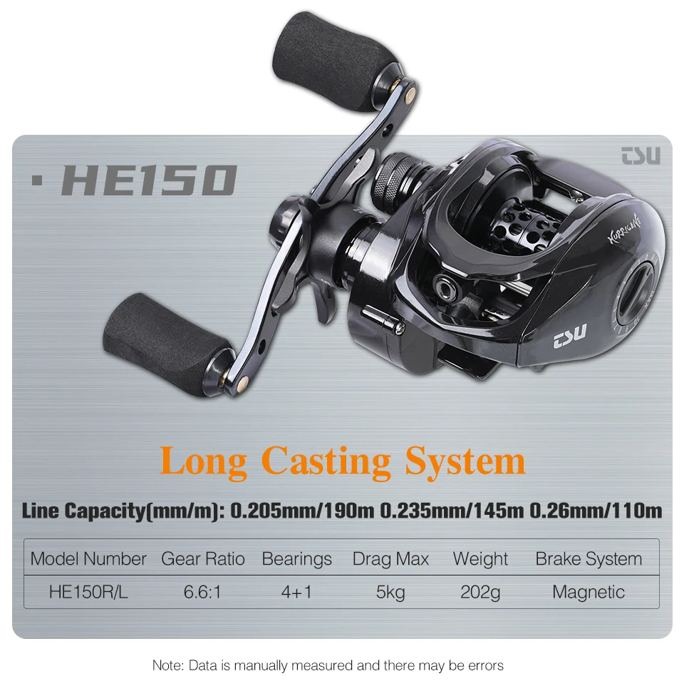TSURINOYA Ultra-light Baitcasting Fishing Reel Hurricane 50/150 Brass Gear Versatile 6.6:1 Ultra-smooth High Strength Reel