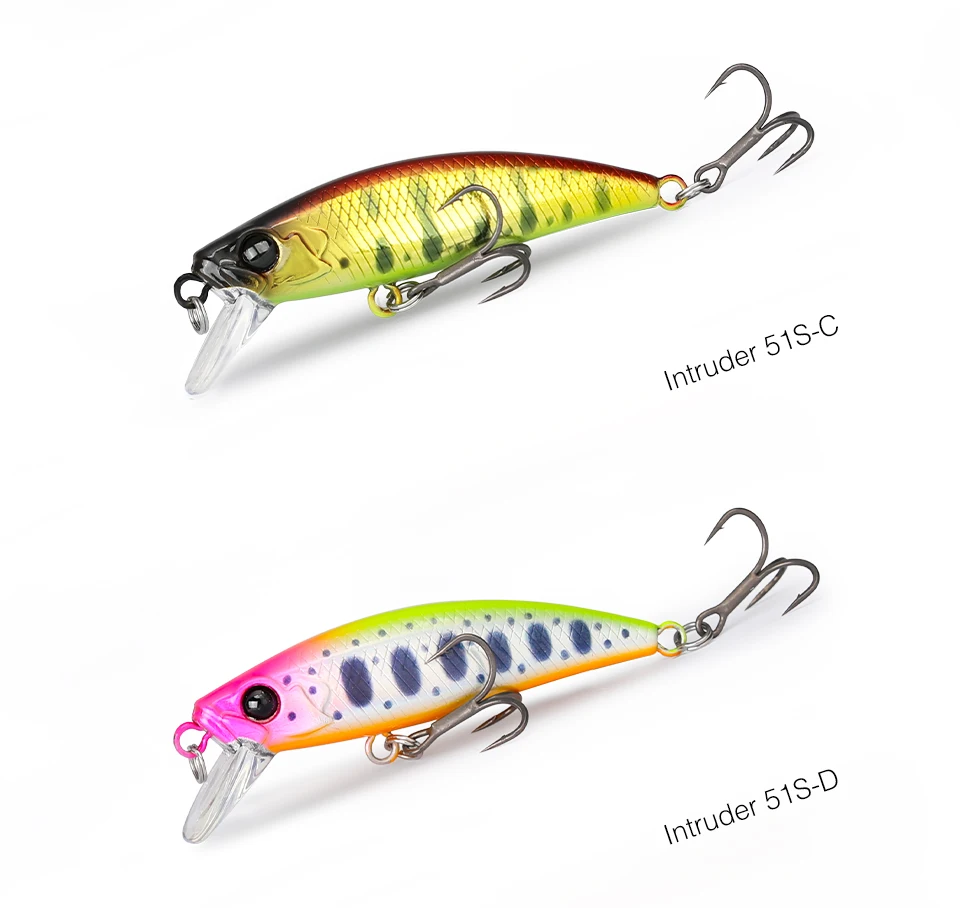 TSURINOYA Intruder 51S Set Sinking Minnow 5pcs With Lure Box 46mm 5g Stream Lake Hard Bait For Trout Ajing Bass Pike Fishing Kit