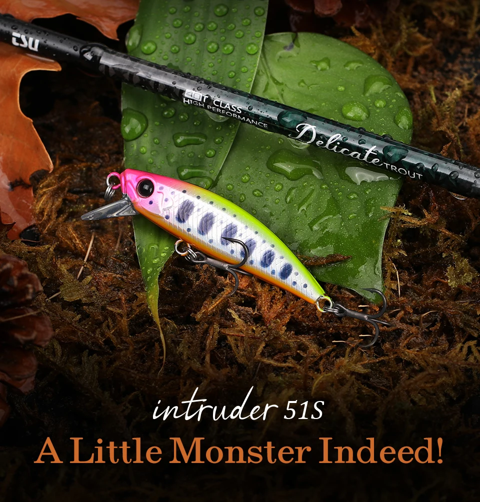 TSURINOYA Intruder 51S Set Sinking Minnow 5pcs With Lure Box 46mm 5g Stream Lake Hard Bait For Trout Ajing Bass Pike Fishing Kit