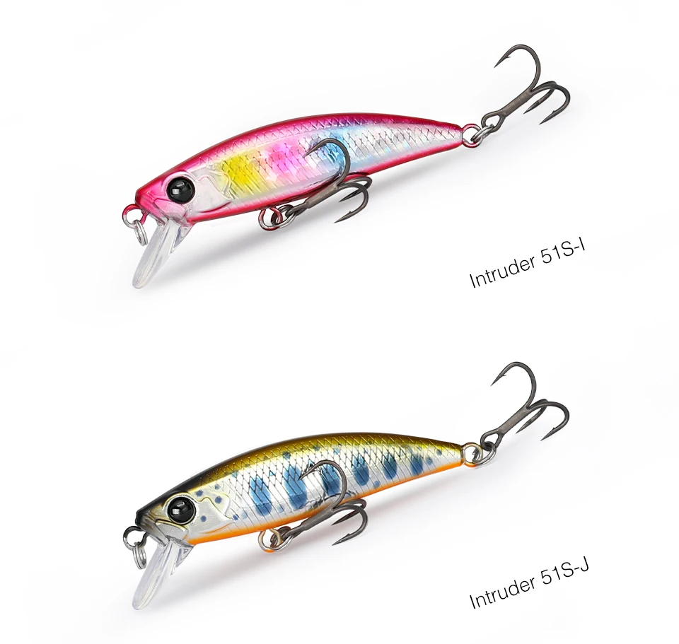 TSURINOYA Intruder 51S Set Sinking Minnow 5pcs With Lure Box 46mm 5g Stream Lake Hard Bait For Trout Ajing Bass Pike Fishing Kit