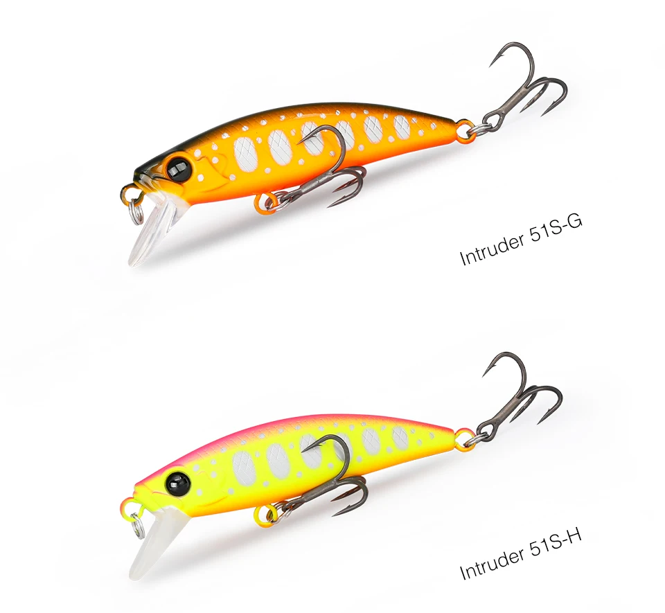 TSURINOYA Intruder 51S Set Sinking Minnow 5pcs With Lure Box 46mm 5g Stream Lake Hard Bait For Trout Ajing Bass Pike Fishing Kit