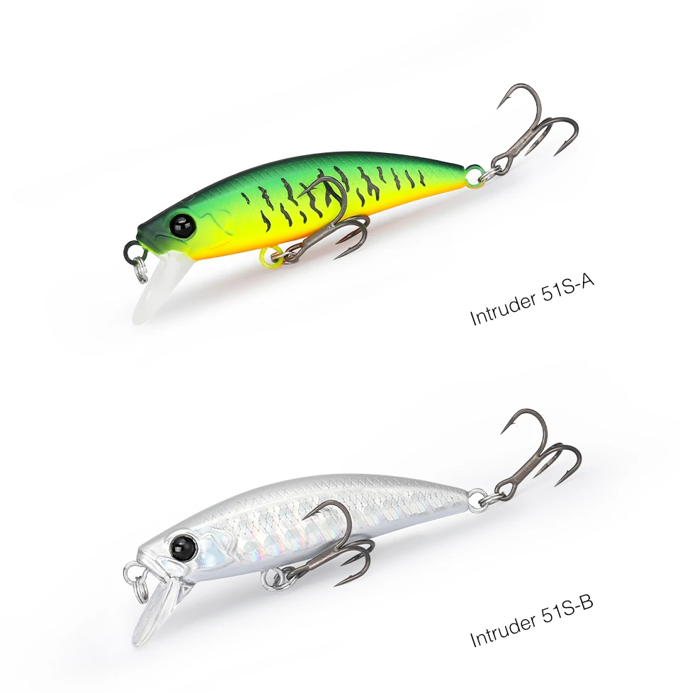 TSURINOYA Intruder 51S Set Sinking Minnow 5pcs With Lure Box 46mm 5g Stream Lake Hard Bait For Trout Ajing Bass Pike Fishing Kit