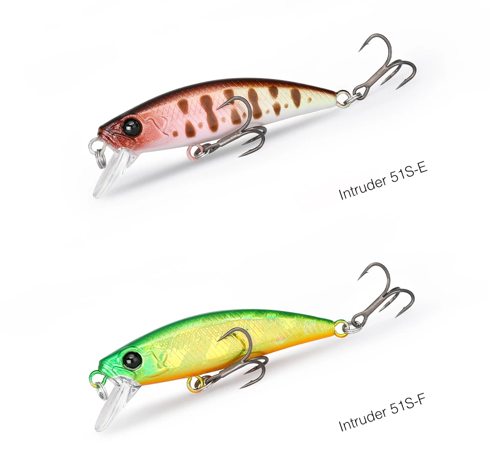 TSURINOYA Intruder 51S Set Sinking Minnow 5pcs With Lure Box 46mm 5g Stream Lake Hard Bait For Trout Ajing Bass Pike Fishing Kit