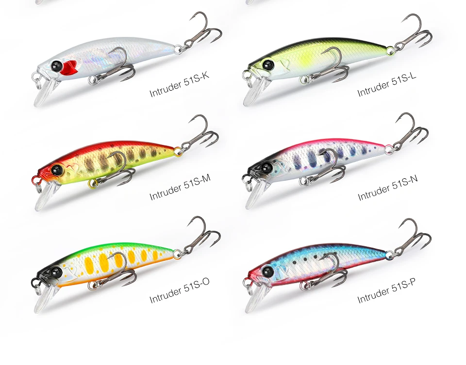 TSURINOYA Intruder 51S Set Sinking Minnow 5pcs With Lure Box 46mm 5g Stream Lake Hard Bait For Trout Ajing Bass Pike Fishing Kit