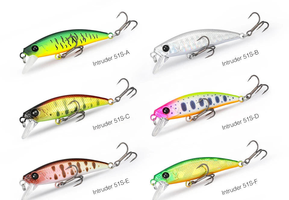 TSURINOYA Intruder 51S Set Sinking Minnow 5pcs With Lure Box 46mm 5g Stream Lake Hard Bait For Trout Ajing Bass Pike Fishing Kit