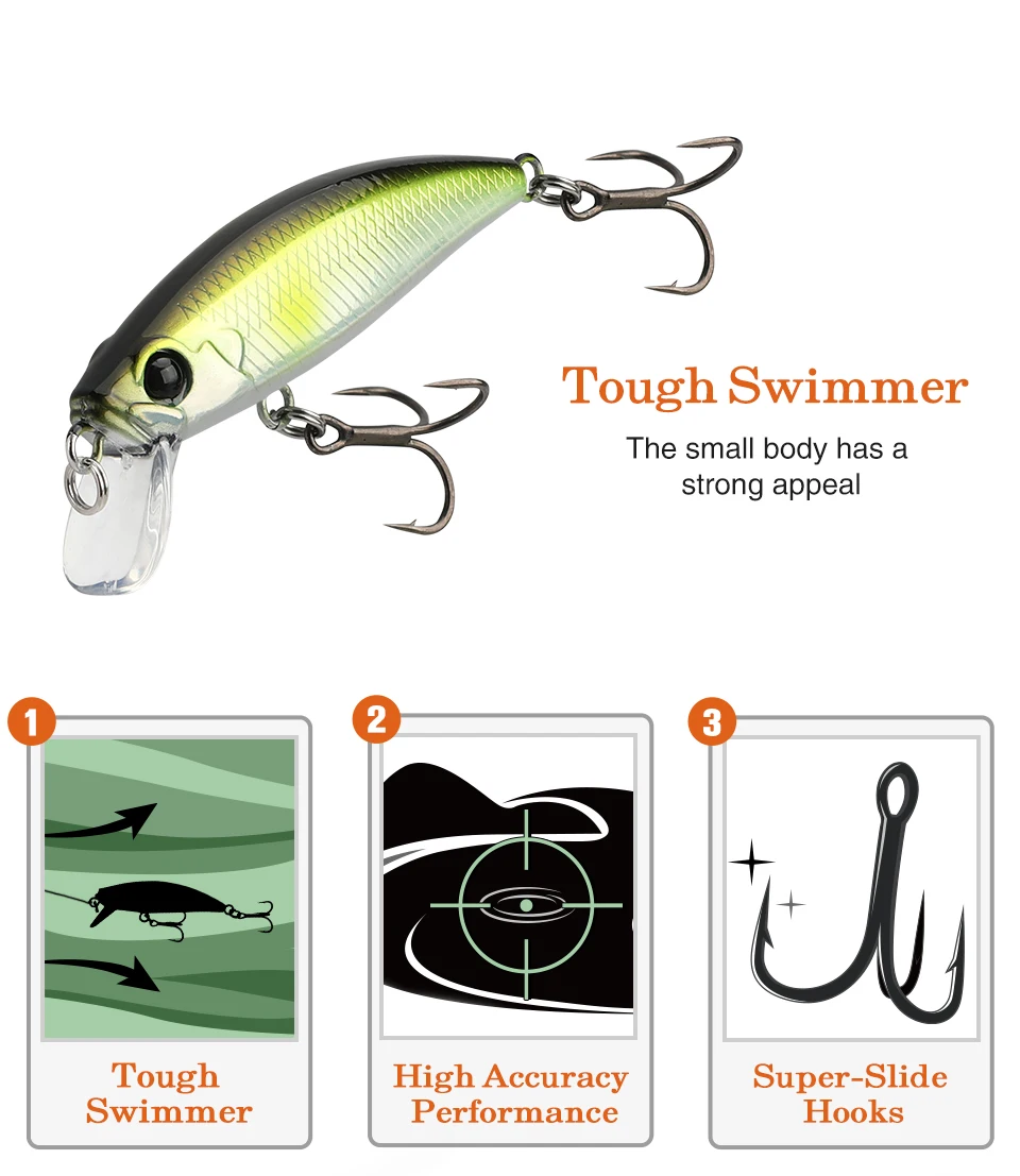 TSURINOYA Intruder 51S Set Sinking Minnow 5pcs With Lure Box 46mm 5g Stream Lake Hard Bait For Trout Ajing Bass Pike Fishing Kit