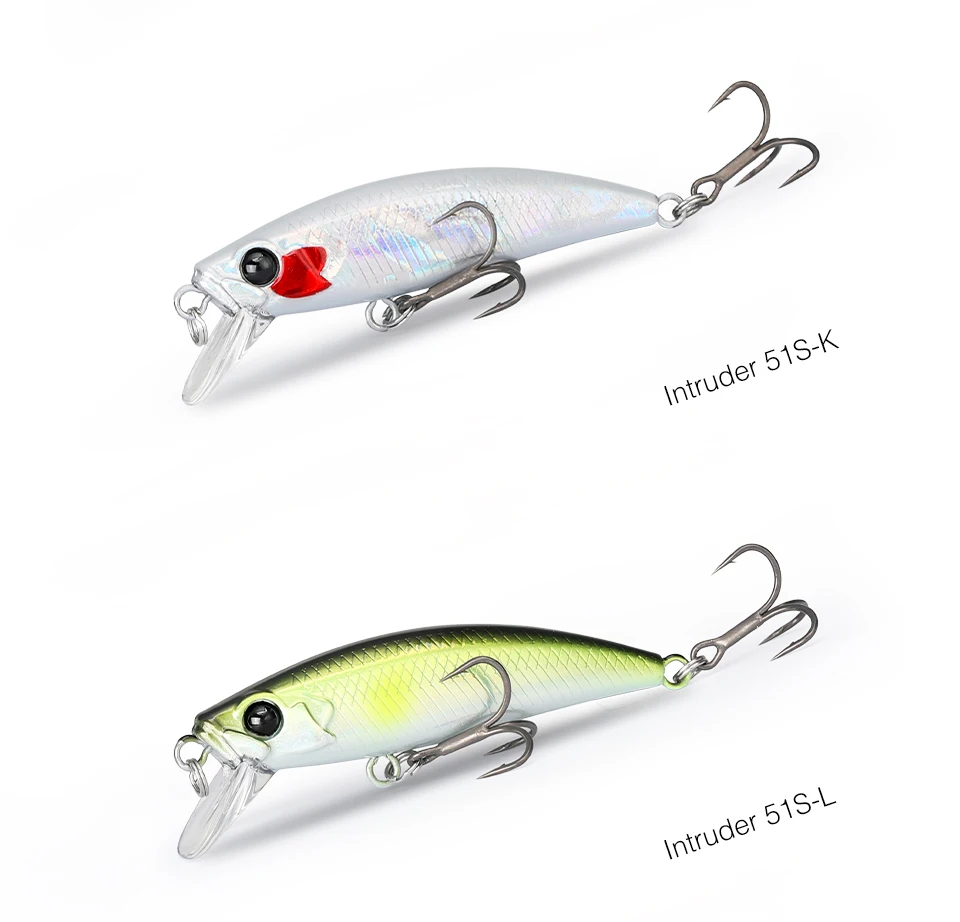 TSURINOYA Intruder 51S Set Sinking Minnow 5pcs With Lure Box 46mm 5g Stream Lake Hard Bait For Trout Ajing Bass Pike Fishing Kit
