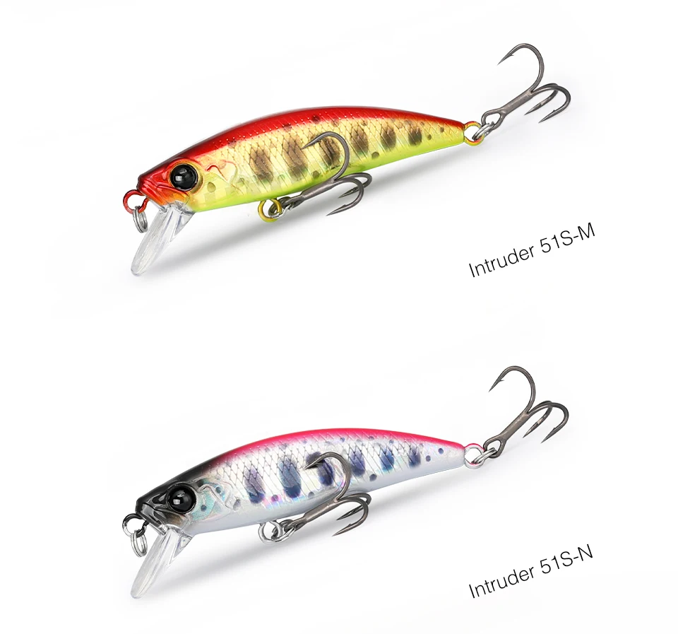 TSURINOYA Intruder 51S Set Sinking Minnow 5pcs With Lure Box 46mm 5g Stream Lake Hard Bait For Trout Ajing Bass Pike Fishing Kit