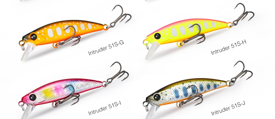 TSURINOYA Intruder 51S Set Sinking Minnow 5pcs With Lure Box 46mm 5g Stream Lake Hard Bait For Trout Ajing Bass Pike Fishing Kit