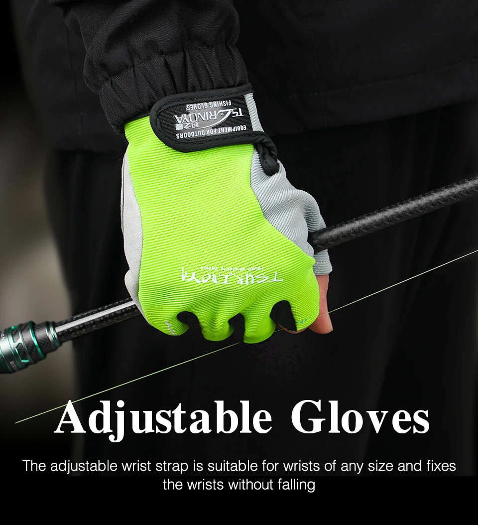 TSURINOYA Fishing Gloves Full Finger 3 Cut Finger Outdoor Hiking Paddling Driving Canoeing Rowing Non-slip Sport Lure Gloves