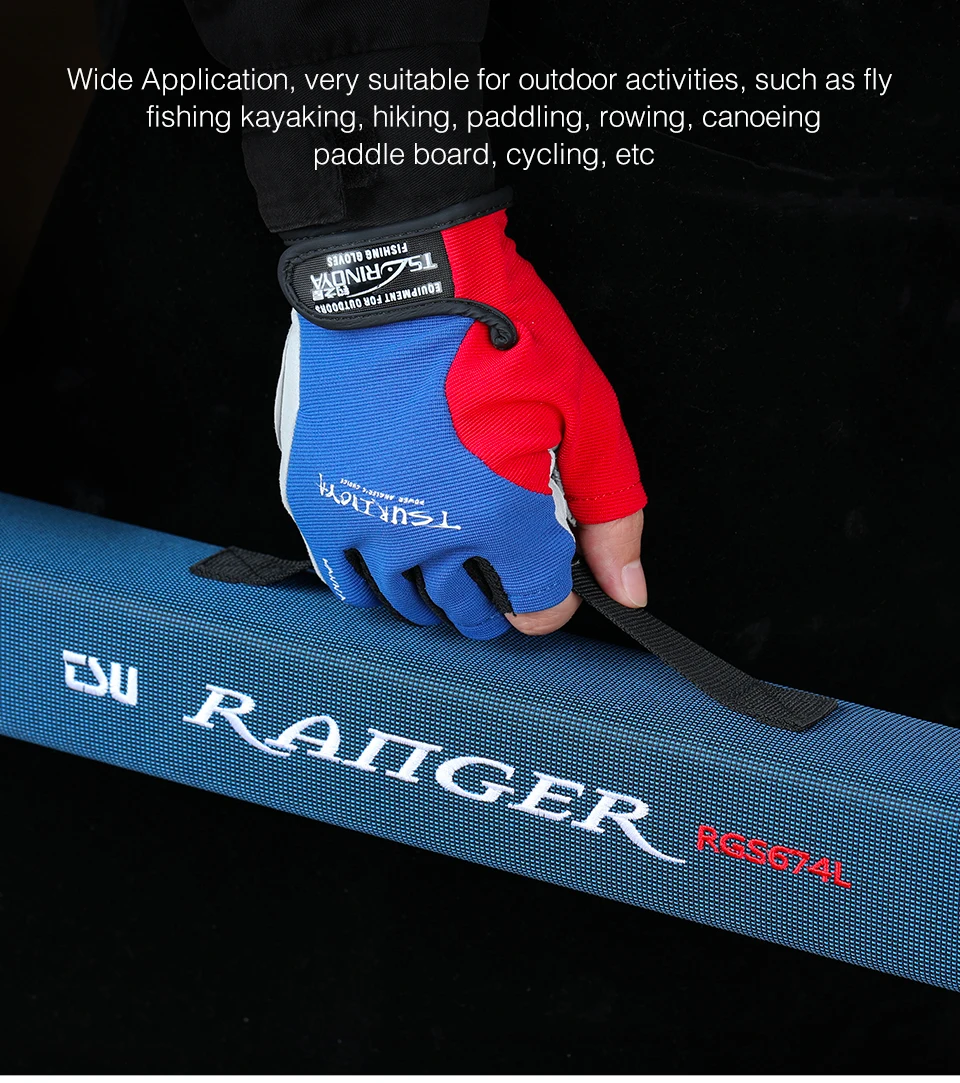 TSURINOYA Fishing Gloves Full Finger 3 Cut Finger Outdoor Hiking Paddling Driving Canoeing Rowing Non-slip Sport Lure Gloves