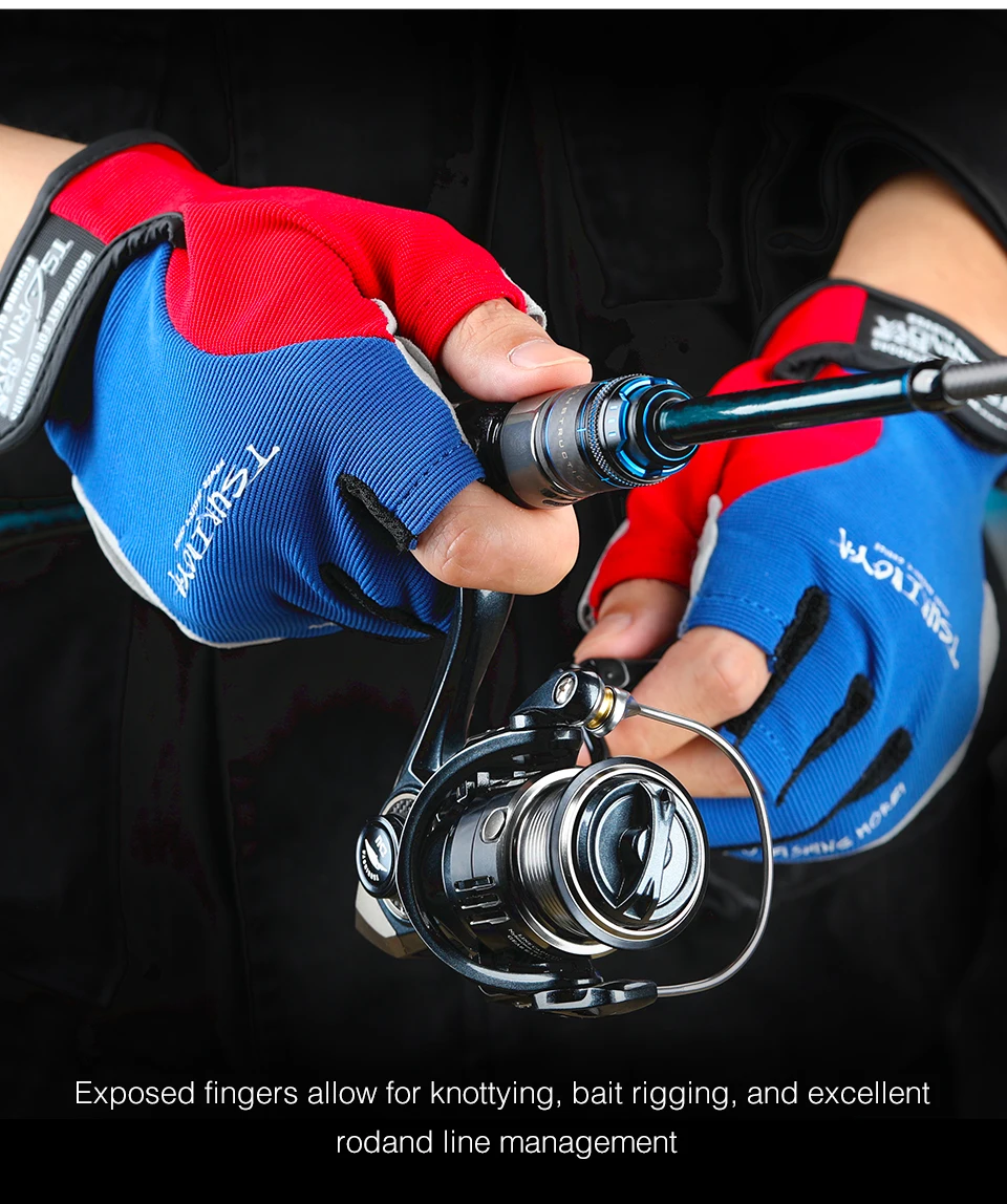 TSURINOYA Fishing Gloves Full Finger 3 Cut Finger Outdoor Hiking Paddling Driving Canoeing Rowing Non-slip Sport Lure Gloves