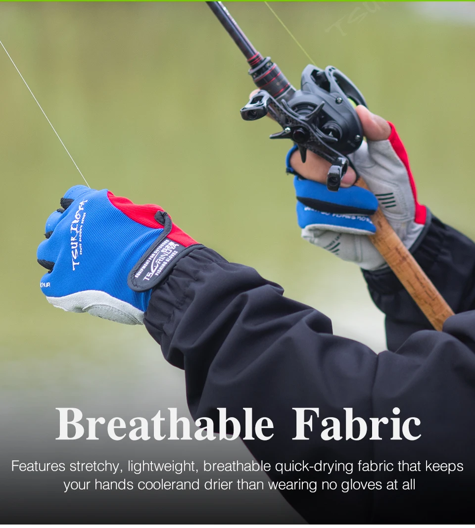TSURINOYA Fishing Gloves Full Finger 3 Cut Finger Outdoor Hiking Paddling Driving Canoeing Rowing Non-slip Sport Lure Gloves