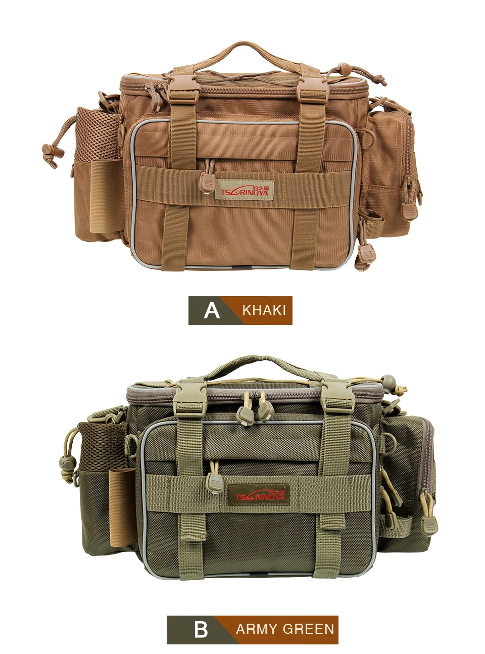 TSURINOYA Multifunction Fishing Bag Y7 19*15*40cm High Capacity  Fishing Tackle Lure Bag Shoulder Bag Canvas Waist Bag