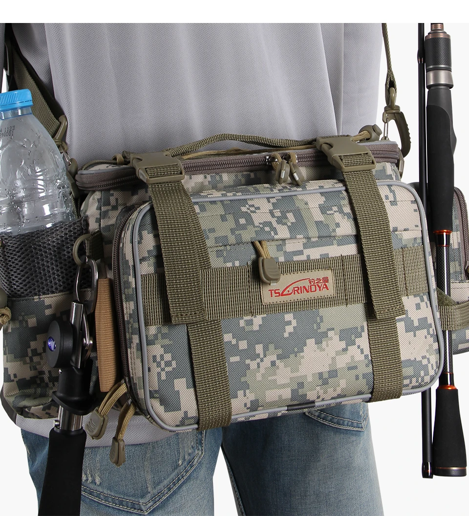 TSURINOYA Multifunction Fishing Bag Y7 19*15*40cm High Capacity  Fishing Tackle Lure Bag Shoulder Bag Canvas Waist Bag