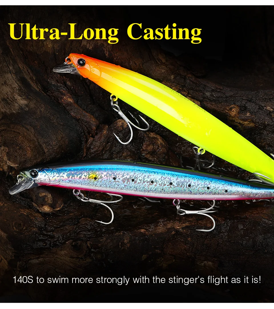 TSURINOYA Stinger 140S Fishing Lure Sinking Minnow DW92 140mm 26g Saltwater Seabass Ultra Long Casting Large Hard Baits Jerkbait TSURINOYA Stinger 140S Fishing Lure Sinking Minnow DW92 140mm 26g Saltwater Seabass Ultra Long Casting Large Hard Baits Jerkbait