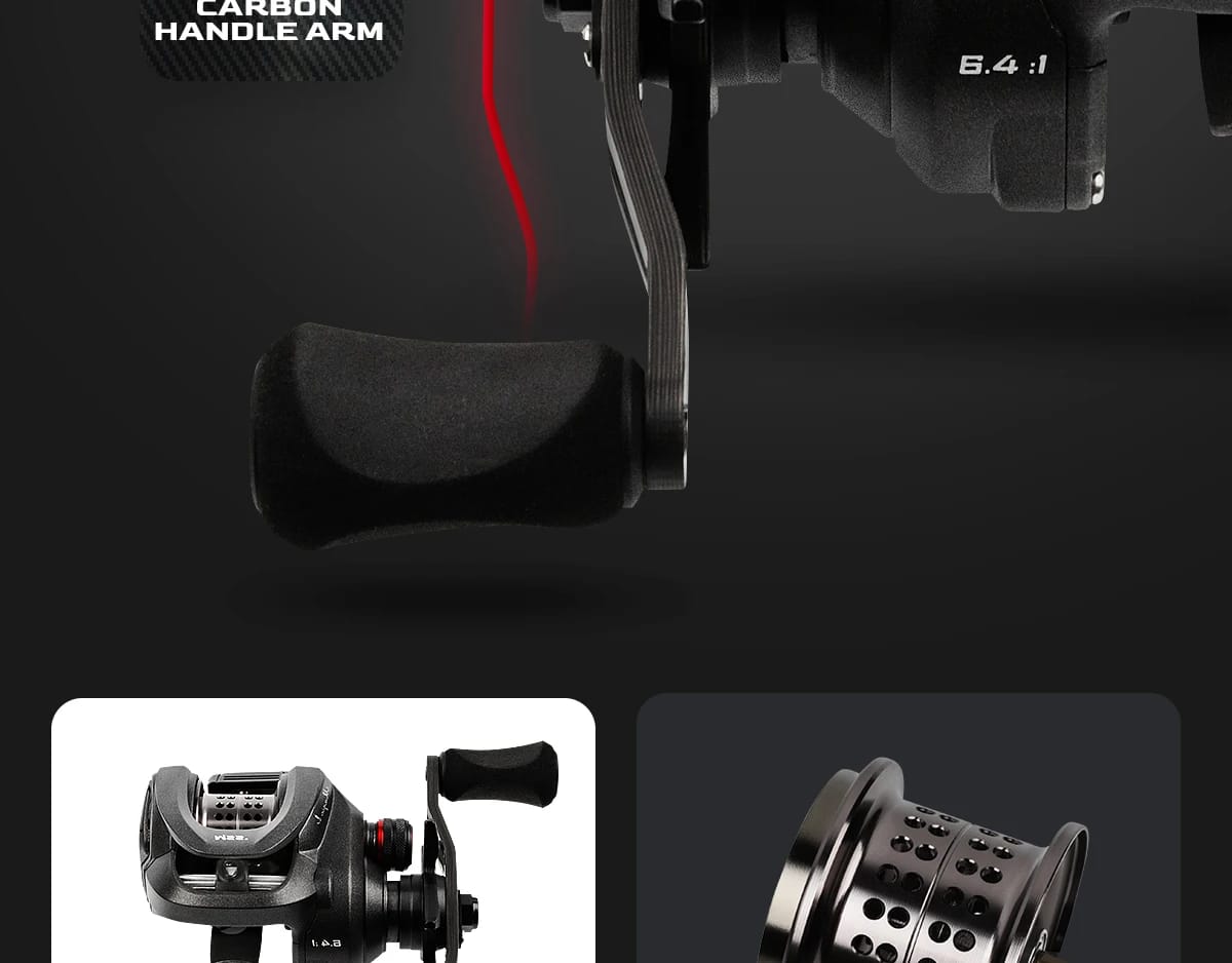 HANDING BFS Baitcasting Reel Lightweight 147g Carbon Reel Fishing Reel, 9+1 NMB Bearing, 6.4:1 Gear Ratio 4KG Max Drag for Trout