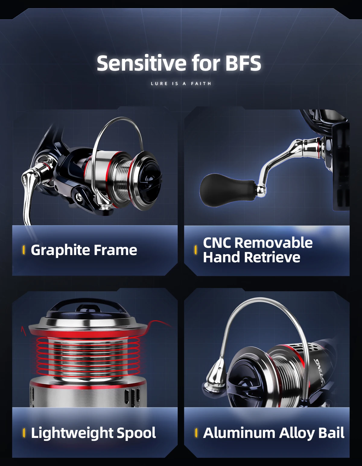 HANDING Beesting BFS Spinning Reel, 5:.2:1 Gear Ratio Ultralight Reels, 9+1 Ball Bearings, 12KG Max Drag for Trout Fishing Reel HANDING Beesting BFS Spinning Reel, 5:.2:1 Gear Ratio Ultralight Reels, 9+1 Ball Bearings, 12KG Max Drag for Trout Fishing Reel