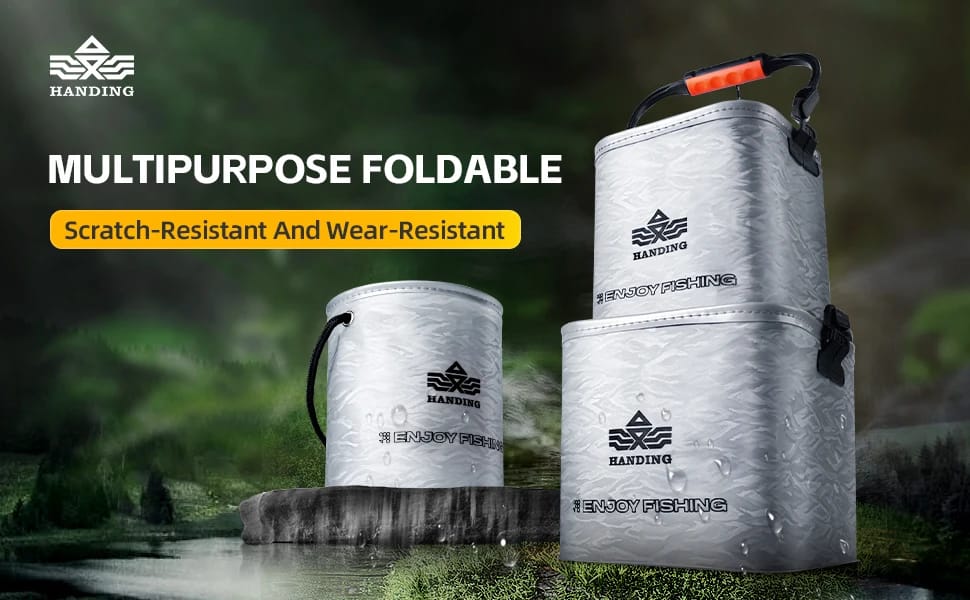 HANDING Foldable Fishing Bucket Multifunction Fishing Bucket Large Capacity Carry Camping Waterproof Outdoor Thickening EVA HANDING Foldable Fishing Bucket Multifunction Fishing Bucket Large Capacity Carry Camping Waterproof Outdoor Thickening EVA