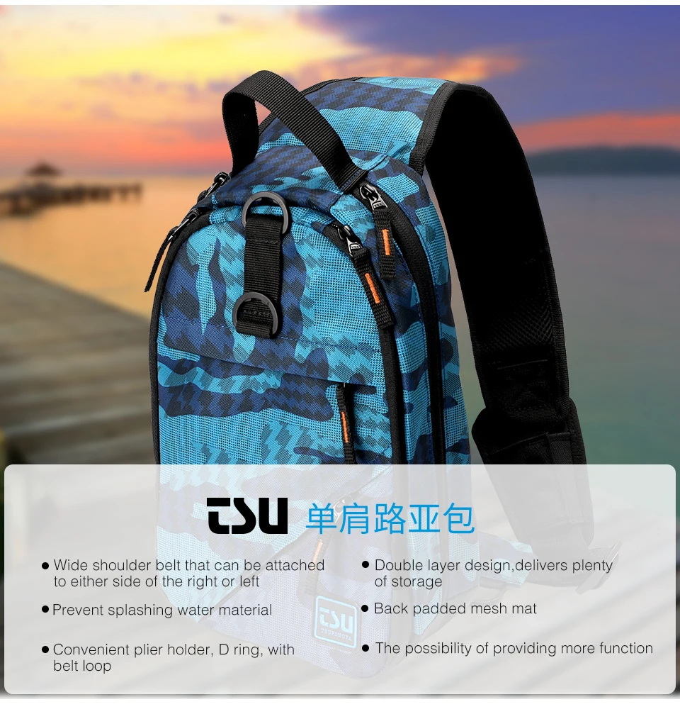 TSURINOYA Fishing Bag E1 32*21*9cm Waterproof Multifunctional Lure Fishing Tackle Pack Large Capacity Bait Box Trave Outdoor Bag