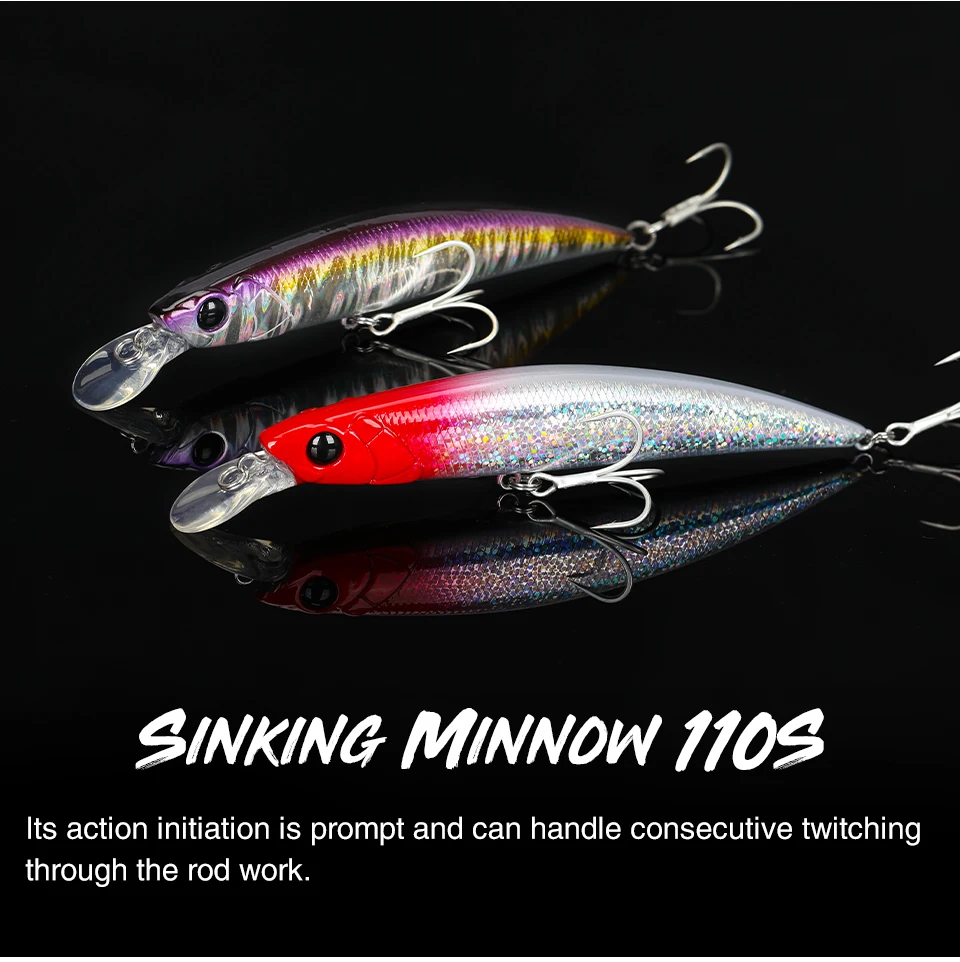 TSURINOYA 110S Long Casting Sinking Minnow Saltwater Fishing Lure DW77 110mm 22g Large Trout Pike River Lake Hard Baits Jerkbait