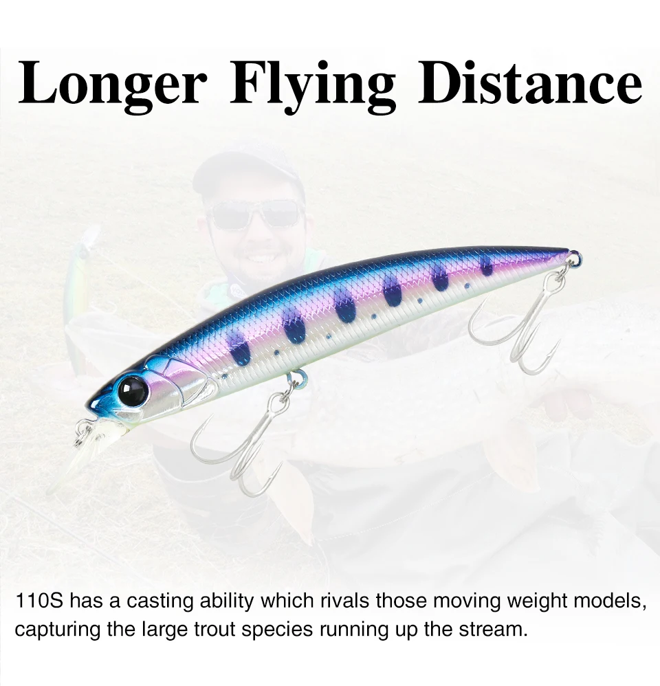 TSURINOYA 110S Long Casting Sinking Minnow Saltwater Fishing Lure DW77 110mm 22g Large Trout Pike River Lake Hard Baits Jerkbait