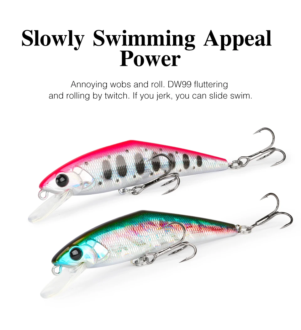 TSURINOYA 85S Slow Speed Minnow 85mm 14.7g DW99 Sinking Fishing Lure Trout Artificial Hard Bait Stream Perch Jerkbait Wobbler