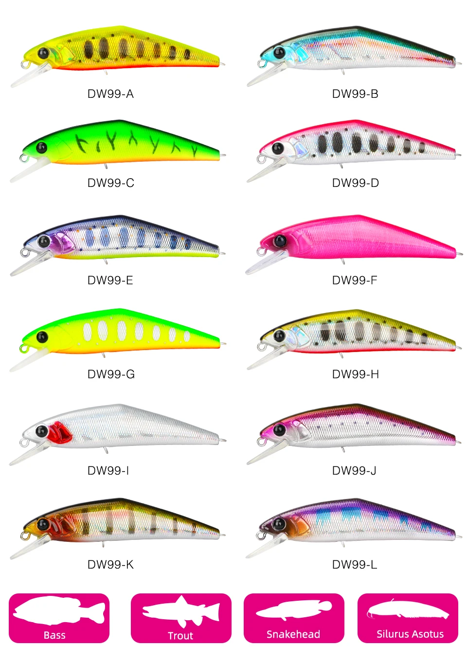 TSURINOYA 85S Slow Speed Minnow 85mm 14.7g DW99 Sinking Fishing Lure Trout Artificial Hard Bait Stream Perch Jerkbait Wobbler
