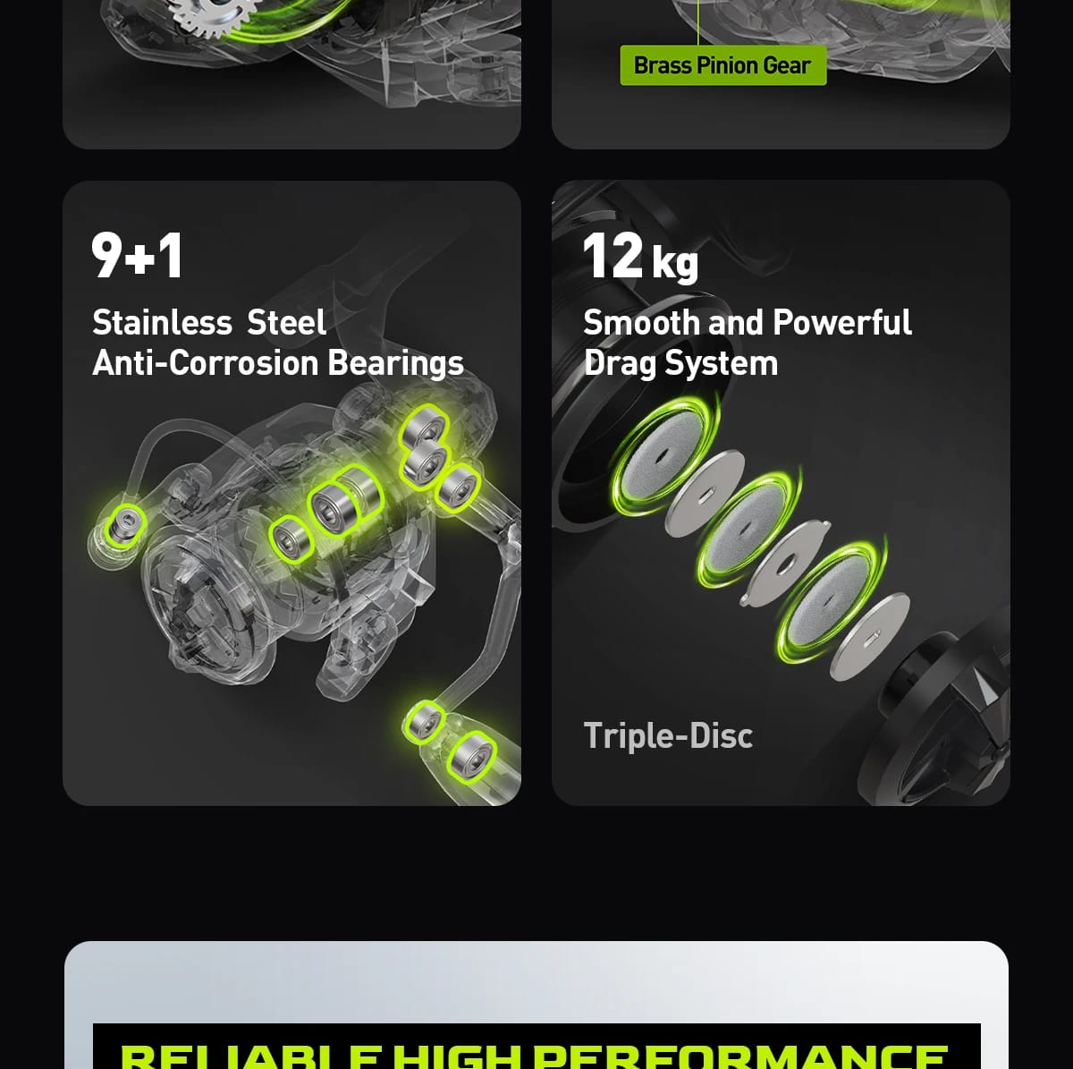 HANDING M1 Spinning Reel 12kg Max Drag Graphite Reel, 9 + 1 Ball Bearings, 5.2:1 Gear Ratio Fishing Reel for Perch Bass and Pike HANDING M1 Spinning Reel 12kg Max Drag Graphite Reel, 9 + 1 Ball Bearings, 5.2:1 Gear Ratio Fishing Reel for Perch Bass and Pike