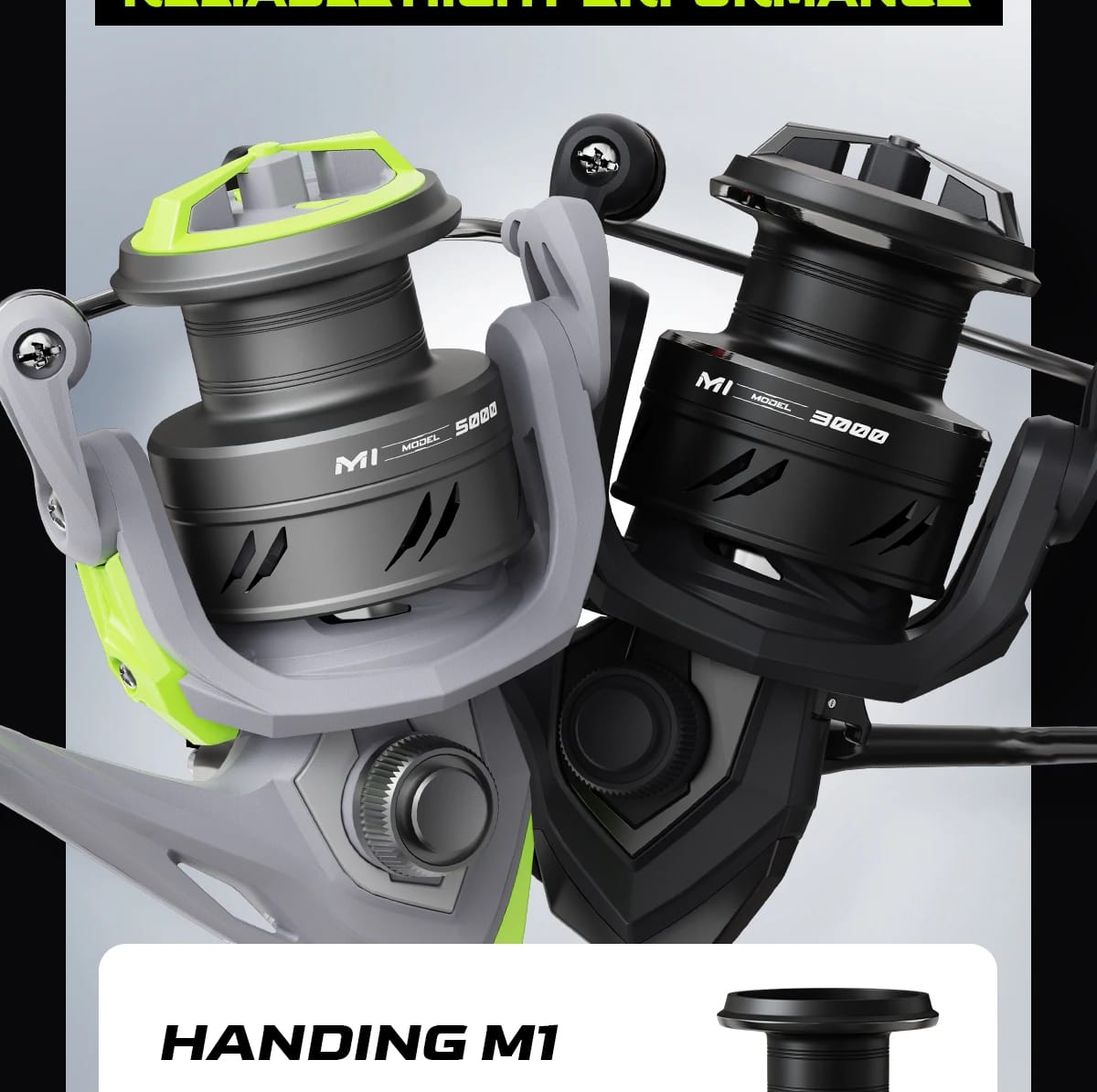 HANDING M1 Spinning Reel 12kg Max Drag Graphite Reel, 9 + 1 Ball Bearings, 5.2:1 Gear Ratio Fishing Reel for Perch Bass and Pike HANDING M1 Spinning Reel 12kg Max Drag Graphite Reel, 9 + 1 Ball Bearings, 5.2:1 Gear Ratio Fishing Reel for Perch Bass and Pike