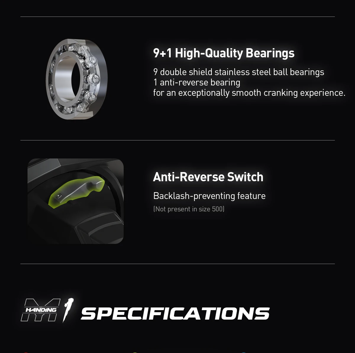 HANDING M1 Spinning Reel 12kg Max Drag Graphite Reel, 9 + 1 Ball Bearings, 5.2:1 Gear Ratio Fishing Reel for Perch Bass and Pike HANDING M1 Spinning Reel 12kg Max Drag Graphite Reel, 9 + 1 Ball Bearings, 5.2:1 Gear Ratio Fishing Reel for Perch Bass and Pike