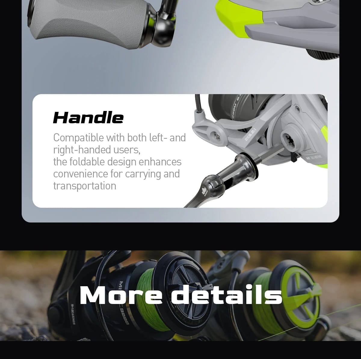 HANDING M1 Spinning Reel 12kg Max Drag Graphite Reel, 9 + 1 Ball Bearings, 5.2:1 Gear Ratio Fishing Reel for Perch Bass and Pike HANDING M1 Spinning Reel 12kg Max Drag Graphite Reel, 9 + 1 Ball Bearings, 5.2:1 Gear Ratio Fishing Reel for Perch Bass and Pike