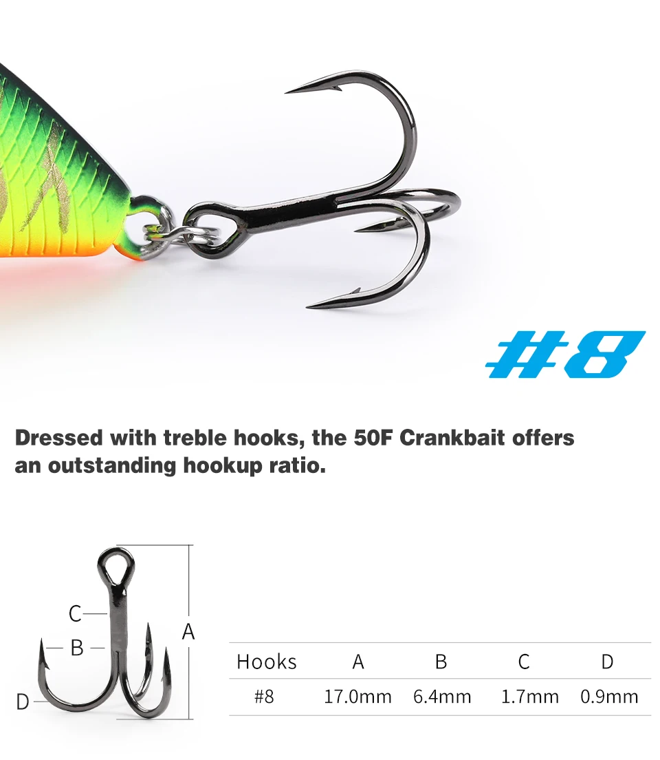 TSURINOYA 50F Crankbait Fishing Lure Magician 50mm 8.5g Shallow Range Floating Crank Artificial Hard Basts Pike Bass Model