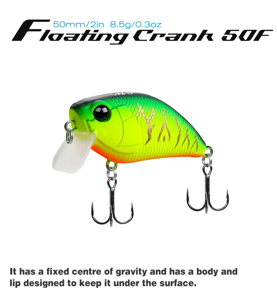 TSURINOYA 50F Crankbait Fishing Lure Magician 50mm 8.5g Shallow Range Floating Crank Artificial Hard Basts Pike Bass Model